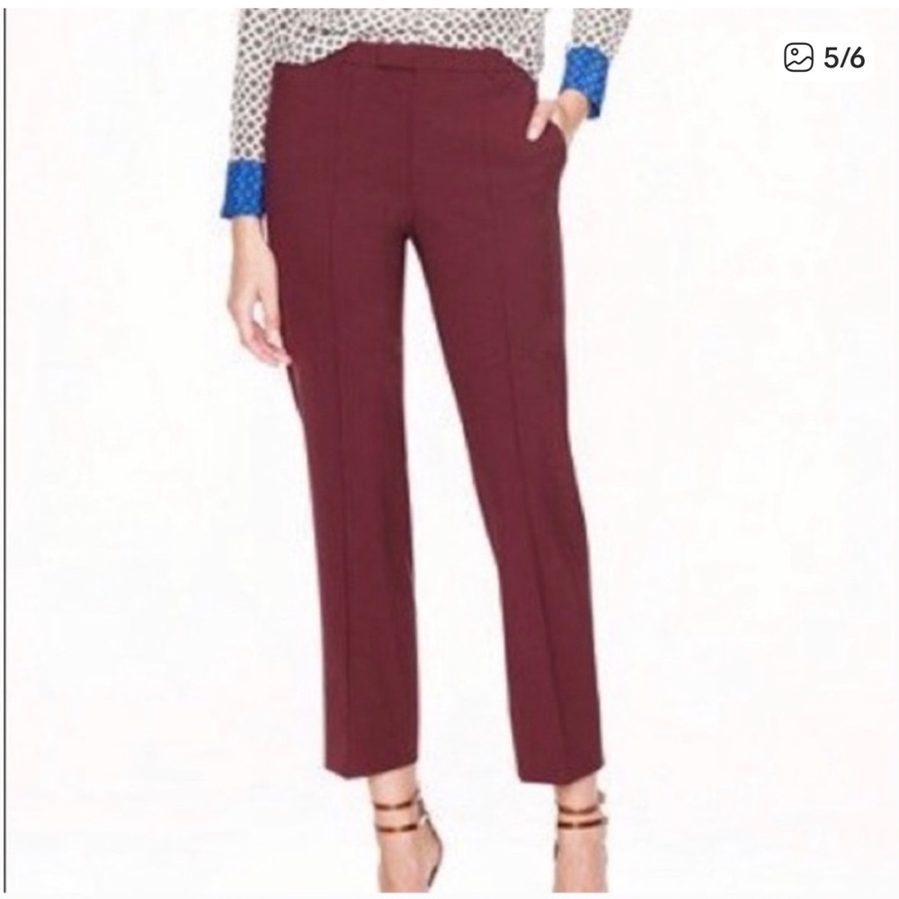 J. Crew Eaton Boy Straight-Leg Tollegno 1900 Wool Pants in Burgundy